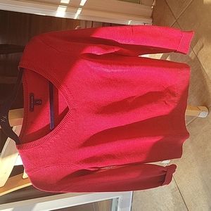 Lands end red vneck sweater small